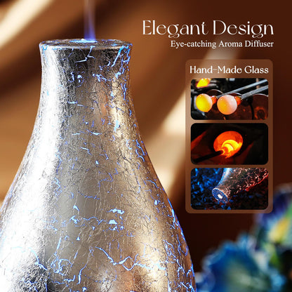 Porseme 100ml Silver-Plated Volcano Diffuser - BPA Free, 7 LED Colors, Waterless Auto-Off