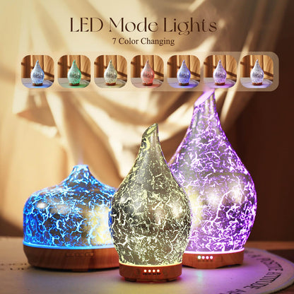 Porseme 150ml Glass Essential Oil Diffuser | Ultrasonic Humidifier, Auto Shut-Off