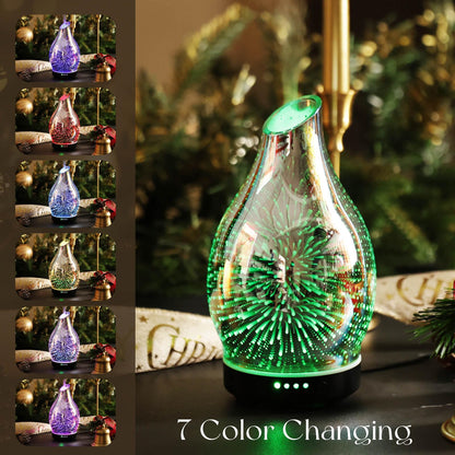 Porseme 150ml Glass Essential Oil Diffuser – 7-Color LED, Auto-Off, Ultrasonic Mist