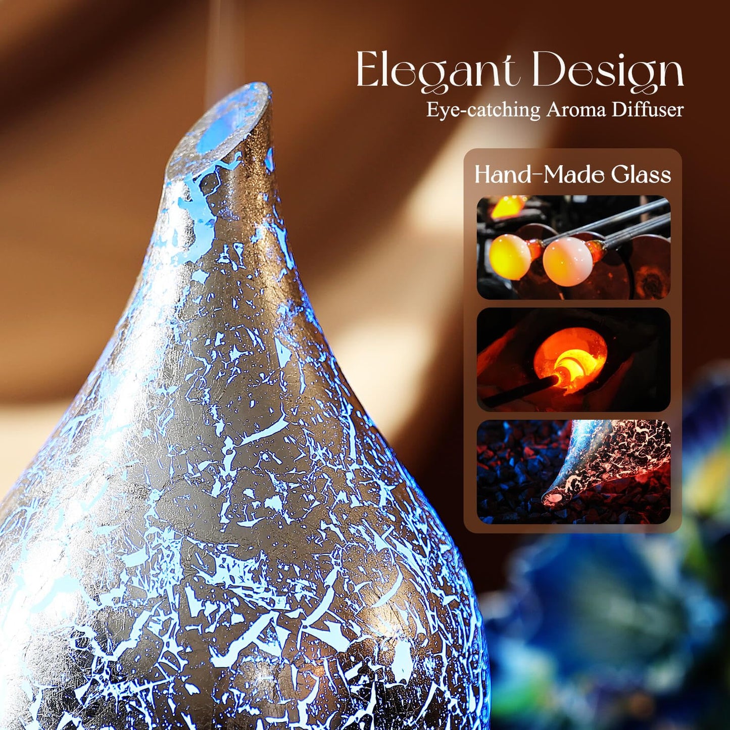 Porseme 150ml Glass Essential Oil Diffuser | Ultrasonic Humidifier, Auto Shut-Off