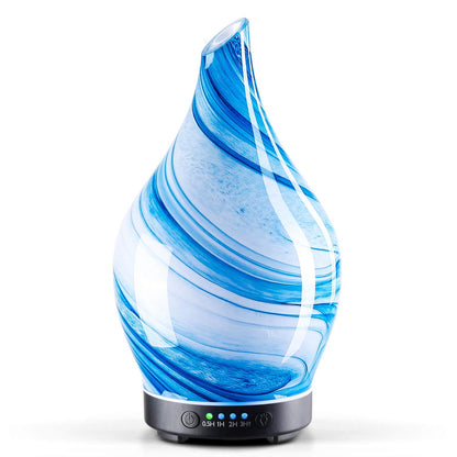 Porseme 150ml Glass Essential Oil Diffuser – Color-Changing Ultrasonic Humidifier (Blue Ink)