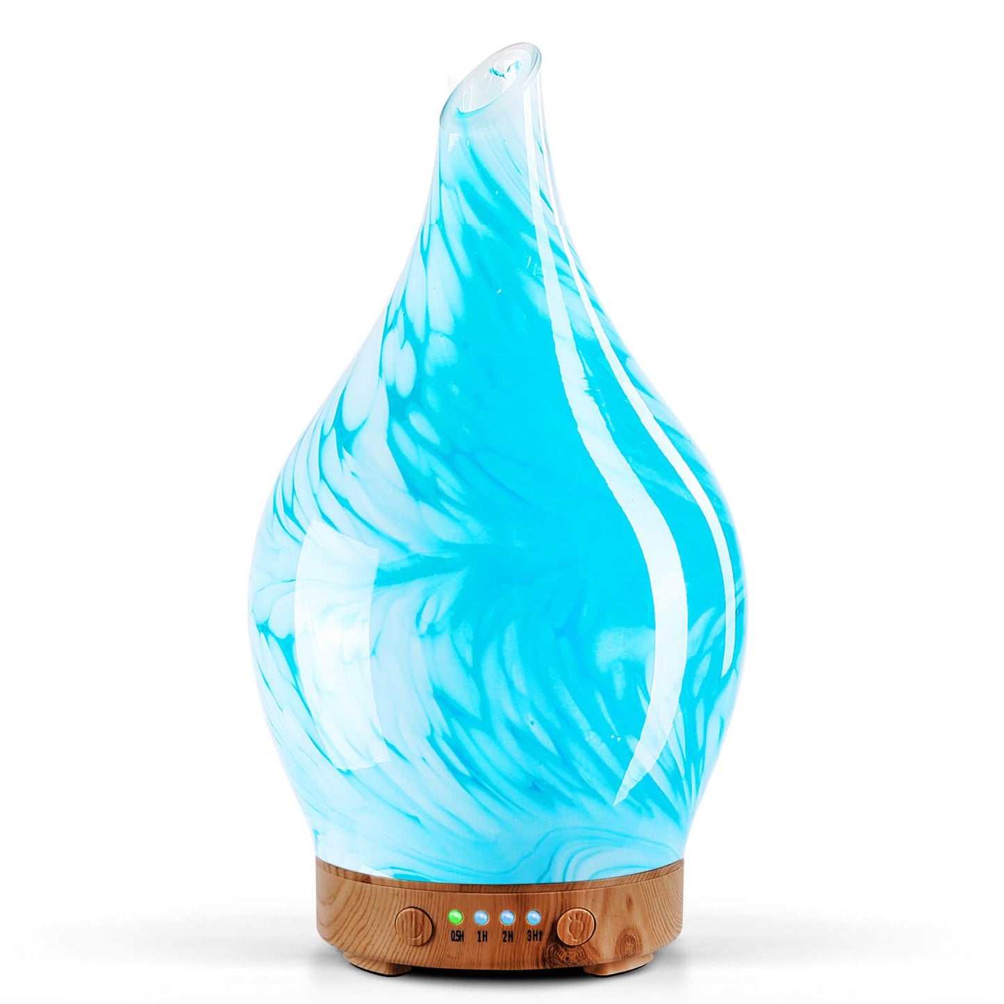 Porseme 150ml Glass Diffuser – Color Changing LED, Auto-Off (Blue Wave)