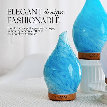 Porseme 150ml Glass Diffuser – Color Changing LED, Auto-Off (Blue Wave)