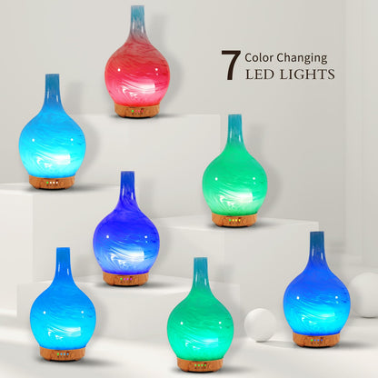Porseme 150ml Glass Diffuser – Color Changing LED, Auto-Off