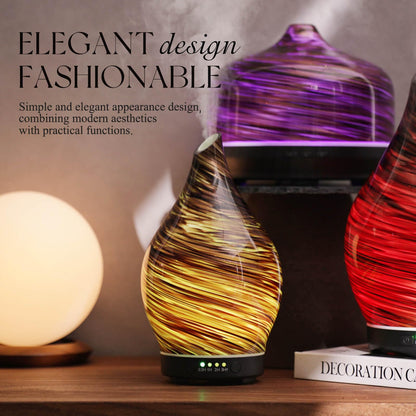 Porseme 150ml Glass Diffuser - Dark Golden | 6-Hour Ultrasonic Aromatherapy, Auto-Off