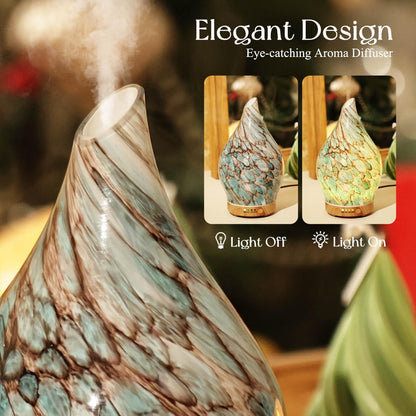 Porseme 150ml Glass Essential Oil Diffuser | Ultrasonic Humidifier, Auto-Off, LED Light