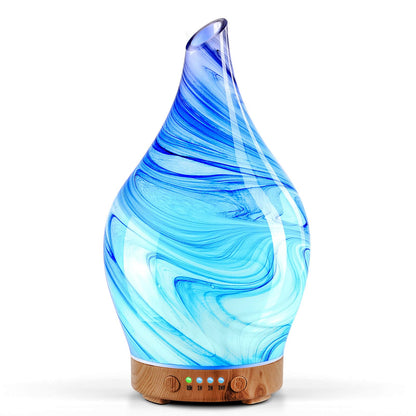 Porseme 150ml Glass Diffuser - Color Changing LED, 6h Run Time, Auto-Off (Ink)