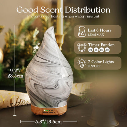 Porseme 150ml Glass Diffuser - Color Changing LED, 6h Run Time, Auto-Off (Ink)