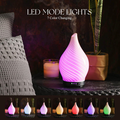 Porseme 150ml Glass Diffuser – Color Changing Ultrasonic Humidifier (Pure Pink)