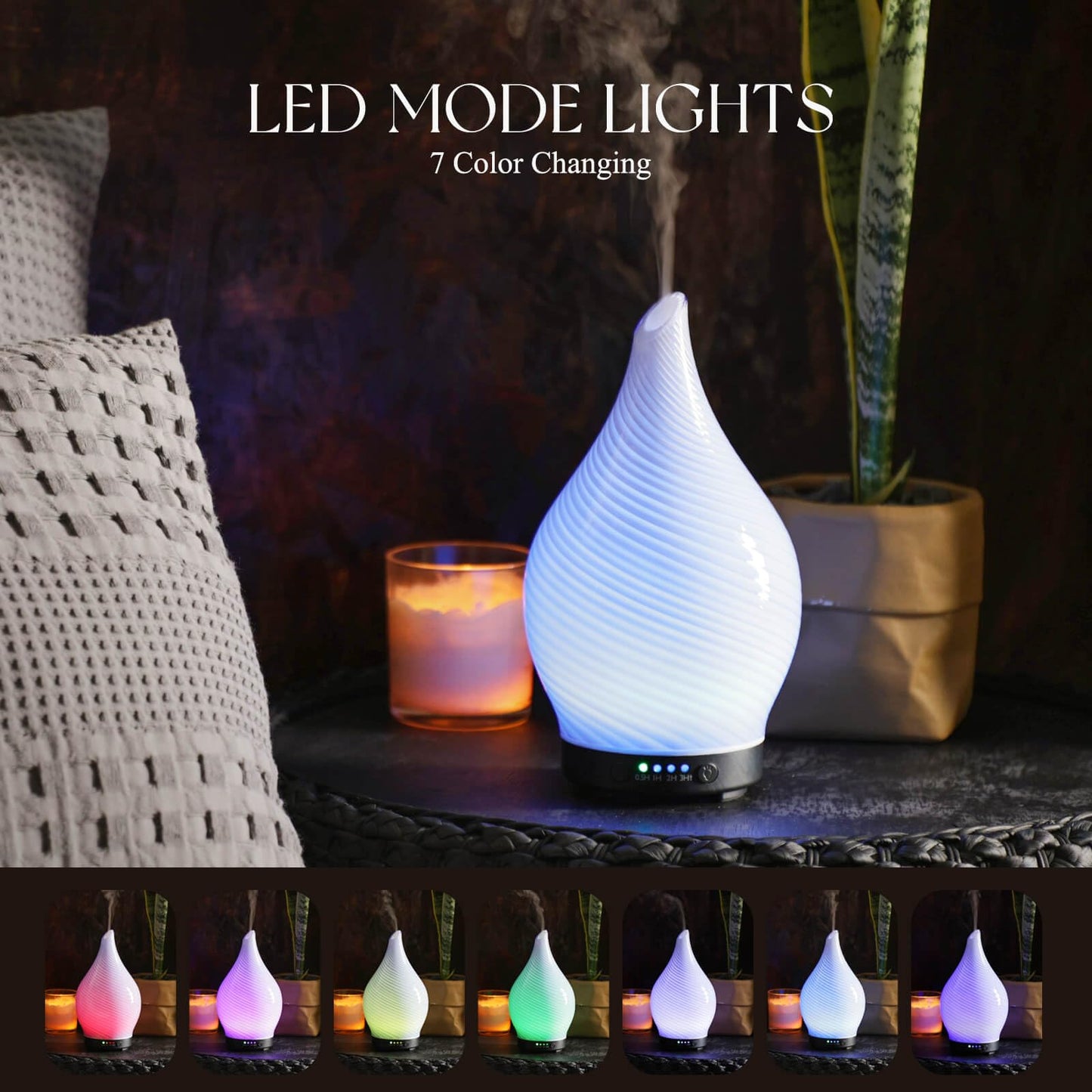 Porseme 150ml Glass Color-Changing Essential Oil Diffuser – Ultrasonic Humidifier, 6h Auto-Off (Pure Purple)