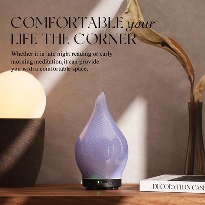 Porseme 150ml Glass Color-Changing Essential Oil Diffuser – Ultrasonic Humidifier, 6h Auto-Off (Pure Purple)