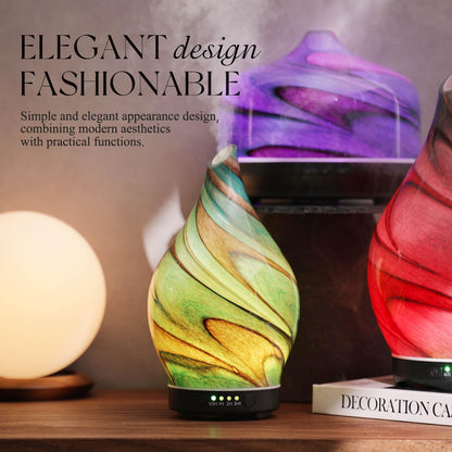Porseme 150ml Glass Color Changing Essential Oil Diffuser – Teal Green, Ultrasonic Cool Mist