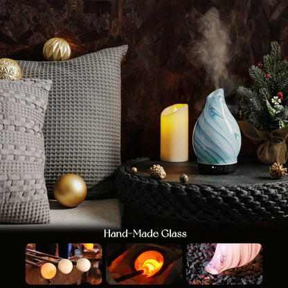 Porseme 150ml Glass Color Changing Essential Oil Diffuser - Ultrasonic Humidifier with Auto-Off