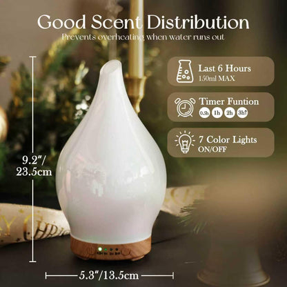 Porseme 150ml Glass Essential Oil Diffuser – Color Changing Aromatherapy Humidifier