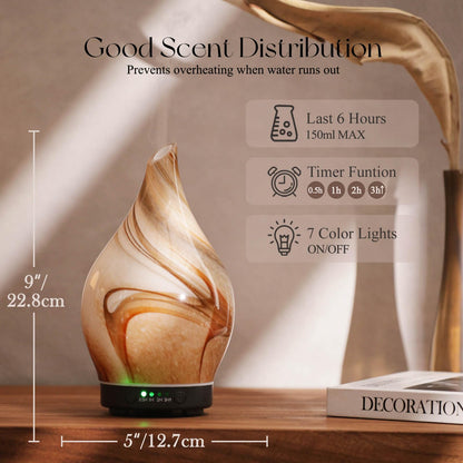 Porseme 150ml Glass Color-Changing Essential Oil Diffuser | Ultrasonic, Auto-Off