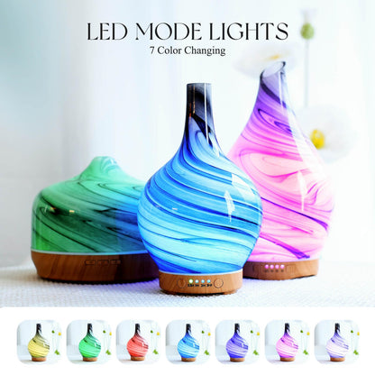 Porseme 150ml Glass Diffuser – Color-Changing Aromatherapy Humidifier