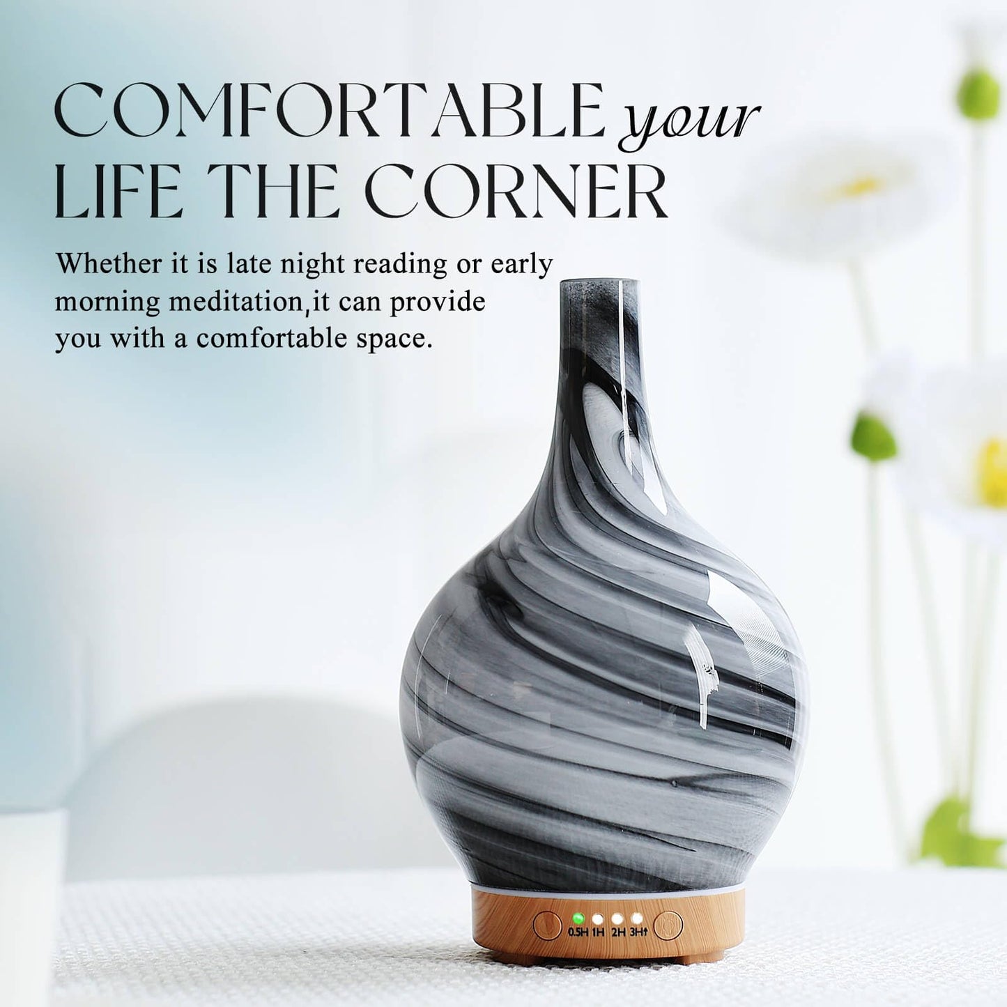 Porseme 150ml Glass Diffuser – Color-Changing Aromatherapy Humidifier