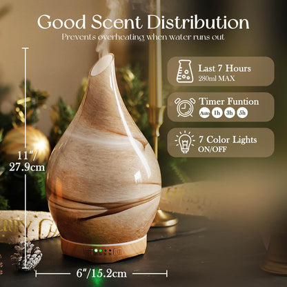 Porseme 280ml Glass Diffuser – Desert Color-Changing Aromatherapy Diffuser