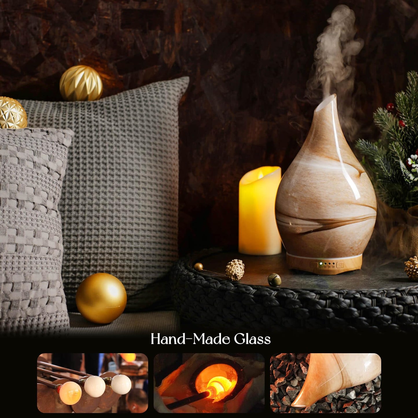 Porseme 280ml Glass Diffuser – Desert Color-Changing Aromatherapy Diffuser