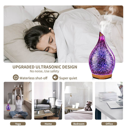 Porseme 280ml Essential Oil Diffuser – 3D Hand-Blown Glass, Ultrasonic Cool Mist, 7-Color LED, Auto Shut-Off