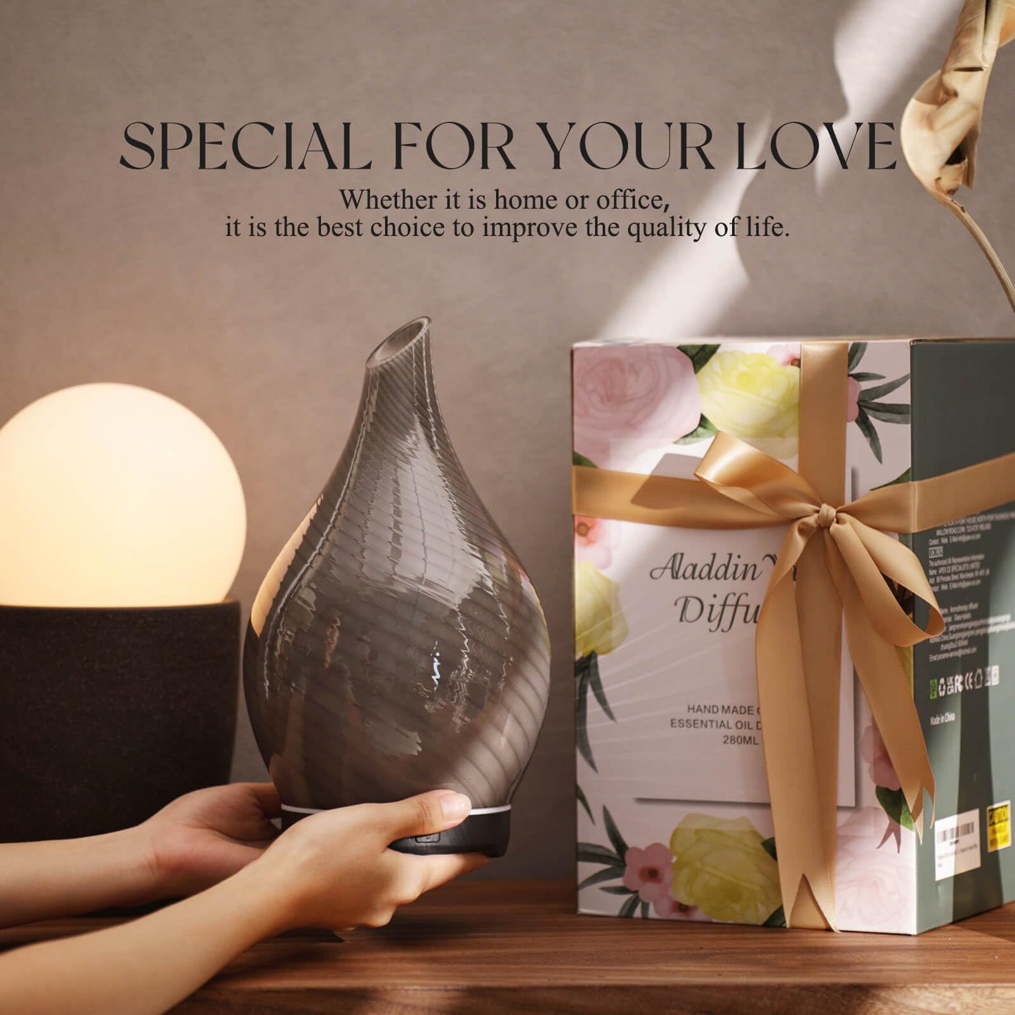 Porseme 280ml Glass Diffuser – Color Changing Aromatherapy, Auto-Off