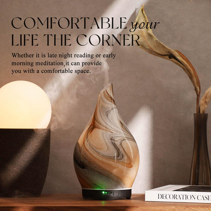Porseme 280ml Glass Essential Oil Diffuser – Color Changing LED, Ultrasonic Humidifier, Auto-Off (Jupiter)