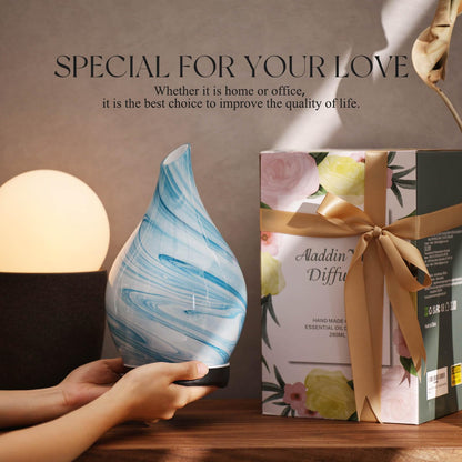 Porseme 280ml Essential Oil Diffuser – Blue Ink | Glass, Auto-Off, 7h Run Time