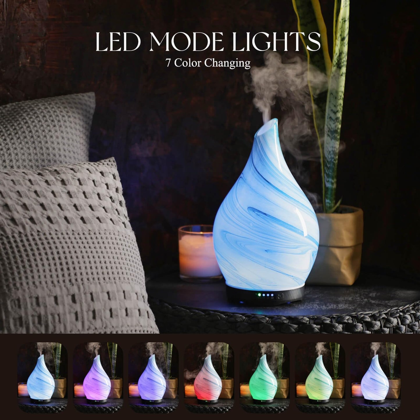 Porseme 280ml Essential Oil Diffuser – Blue Ink | Glass, Auto-Off, 7h Run Time