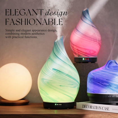 Porseme 280ml Essential Oil Diffuser – Blue Ink | Glass, Auto-Off, 7h Run Time