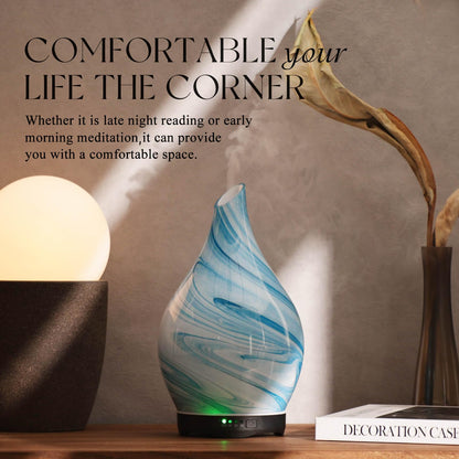 Porseme 280ml Essential Oil Diffuser – Blue Ink | Glass, Auto-Off, 7h Run Time
