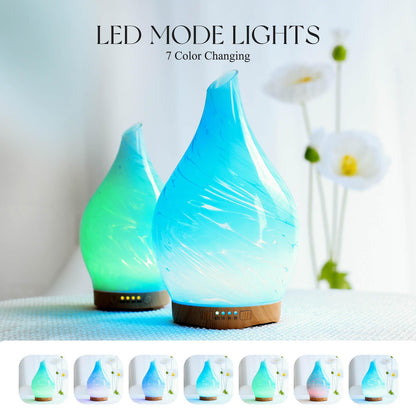 Porseme 280ml Glass Diffuser – Blue Wave, Color Changing LED, 7h Run Time