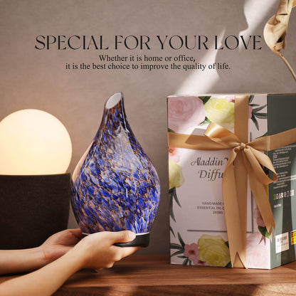 Porseme 280ml Glass Essential Oil Diffuser – Deep Blue, Color Changing, Ultrasonic Humidifier, Auto-Off