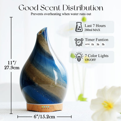 Porseme 280ml Essential Oil Diffuser – Galaxy Glass, Color Changing