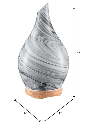 Porseme 280ml Glass Essential Oil Diffuser – Color Changing LED, Ultrasonic Mist, Auto-Off (Ink)