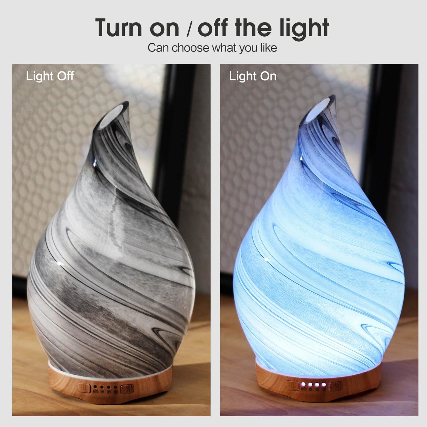 Porseme 280ml Glass Essential Oil Diffuser – Color Changing LED, Ultrasonic Mist, Auto-Off (Ink)