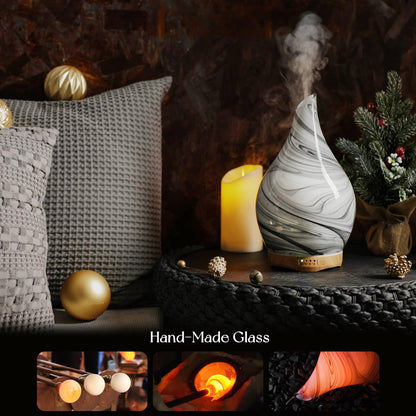 Porseme 280ml Glass Essential Oil Diffuser – Color-Changing LED, Auto-Off, 7h Runtime