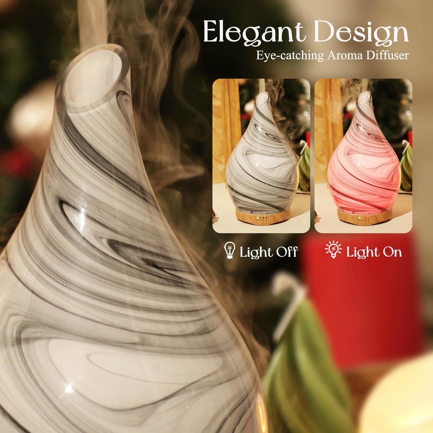 Porseme 280ml Glass Essential Oil Diffuser – Color-Changing LED, Auto-Off, 7h Runtime