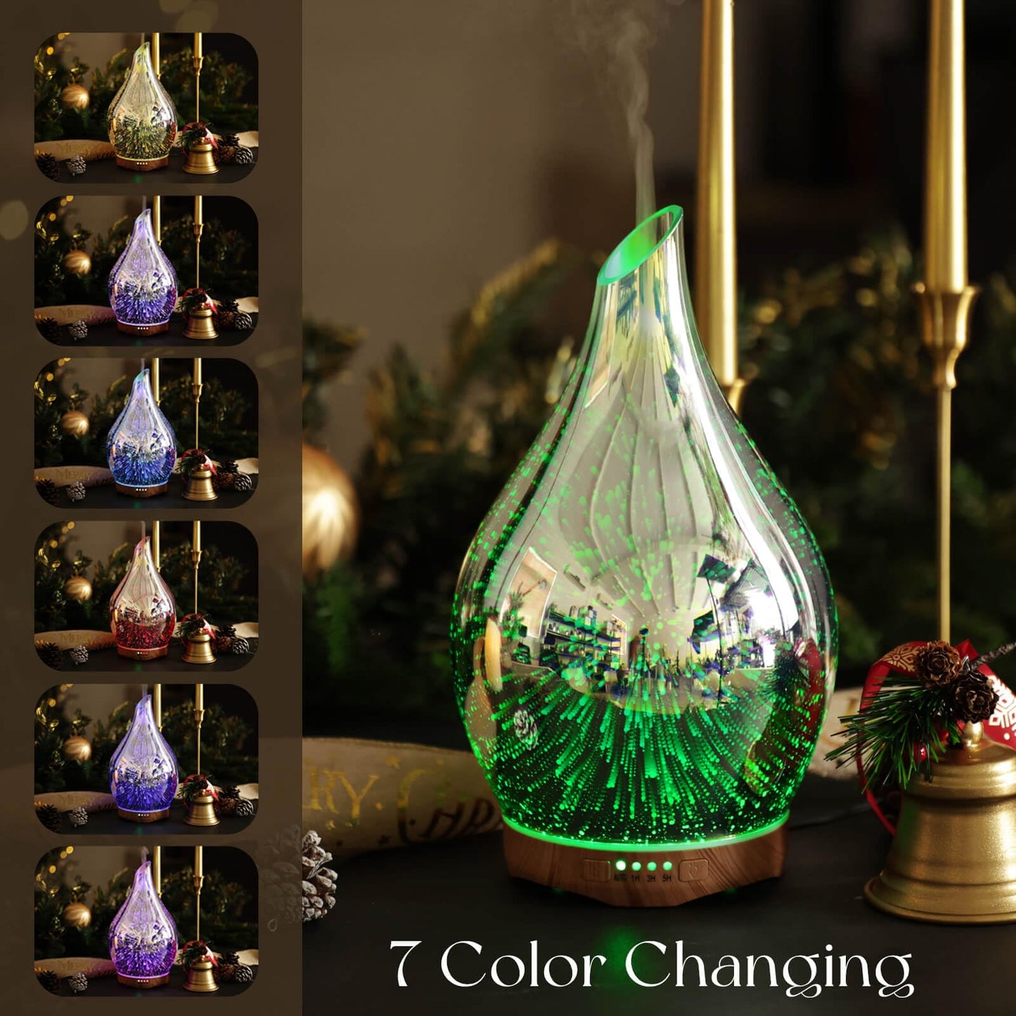 Porseme 280ml Essential Oil Diffuser with Remote - BPA Free, Auto Shut-Off, Ultrasonic Humidifier