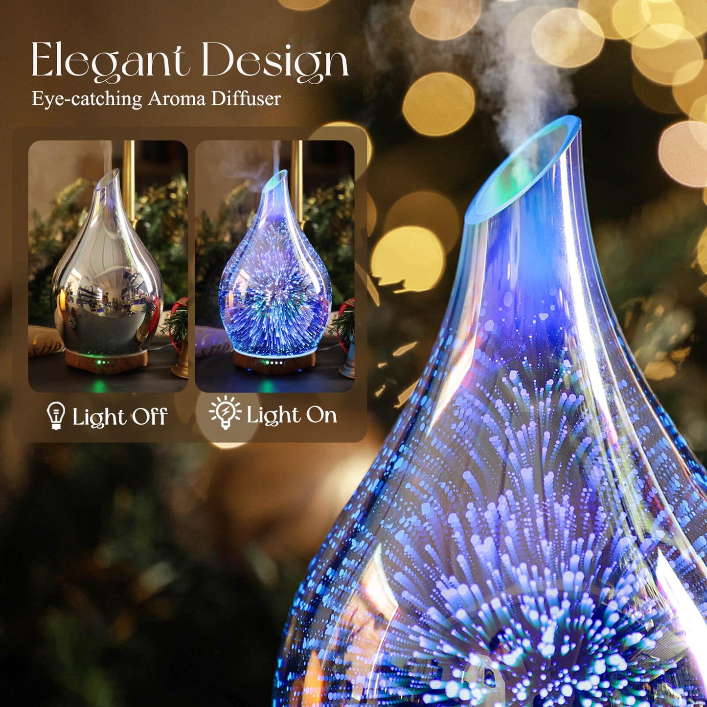 Porseme 280ml Essential Oil Diffuser with Remote - BPA Free, Auto Shut-Off, Ultrasonic Humidifier