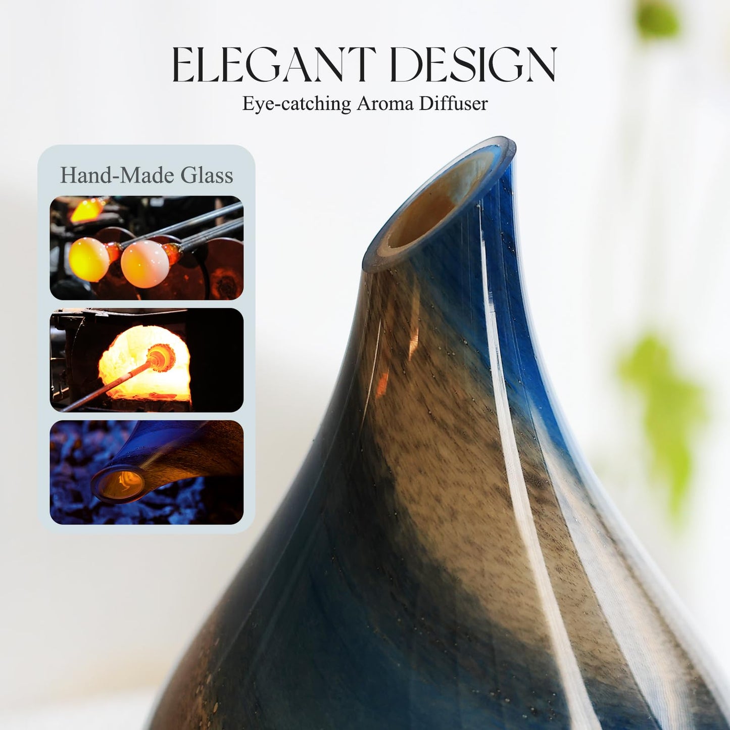 Porseme 280ml Essential Oil Diffuser – Galaxy Glass, Color Changing