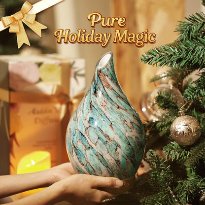 Porseme 280ml Glass Essential Oil Diffuser - Ultrasonic Cool Mist, 7h Run Time, Waterless Auto-Off, Light Blue