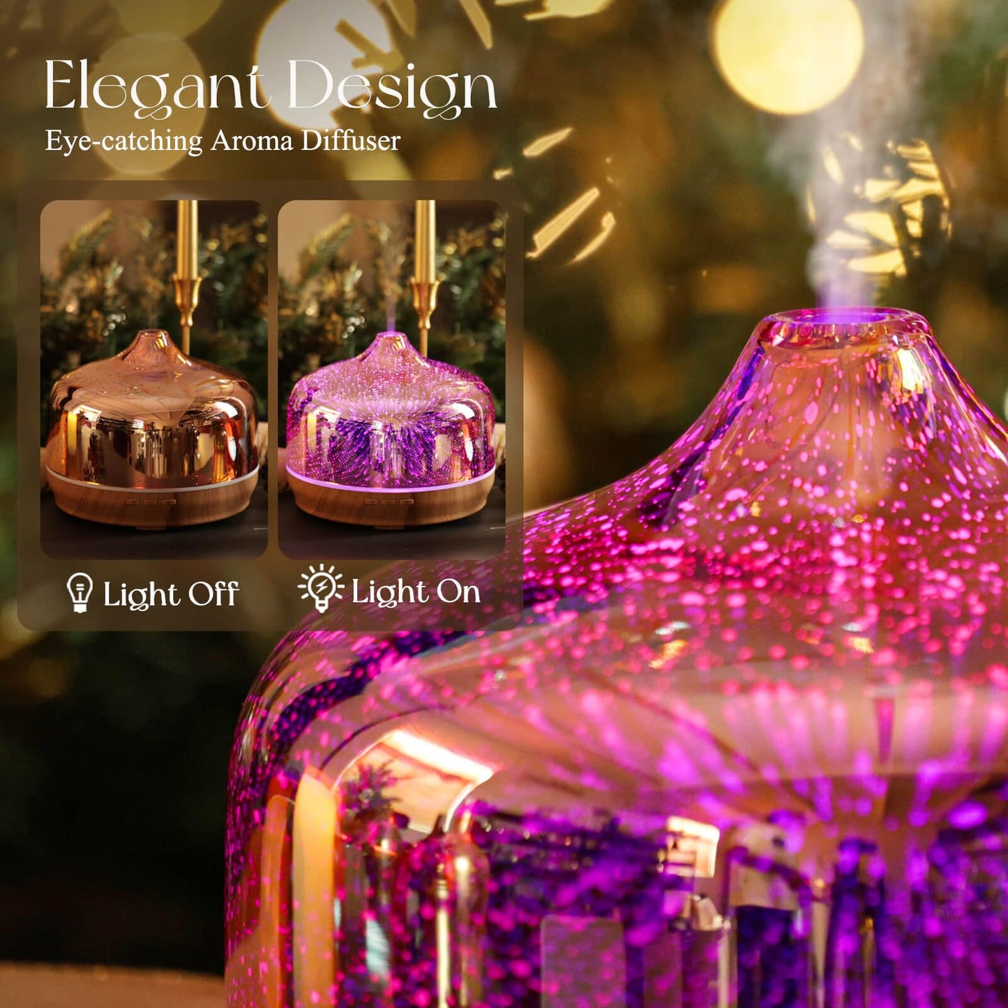 Porseme 500ml Glass Diffuser | Ultrasonic Cool Mist with Remote