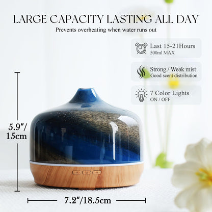 Porseme 500ml Glass Essential Oil Diffuser – Ultrasonic Mist, Auto-Off, Galaxy