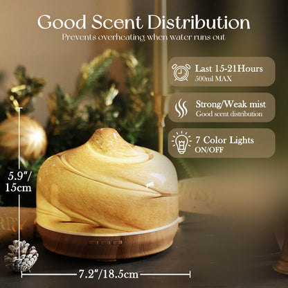 Porseme 500ml Glass Essential Oil Diffuser – Desert Starry Glass, Ultrasonic Humidifier, 15-21h Run Time