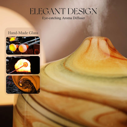 Porseme 500ml Glass Essential Oil Diffuser – Ultrasonic Humidifier, Auto-Off