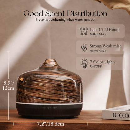 Porseme 500ml Glass Diffuser – Ultrasonic Cool Mist, Auto-Off (Dark Golden)