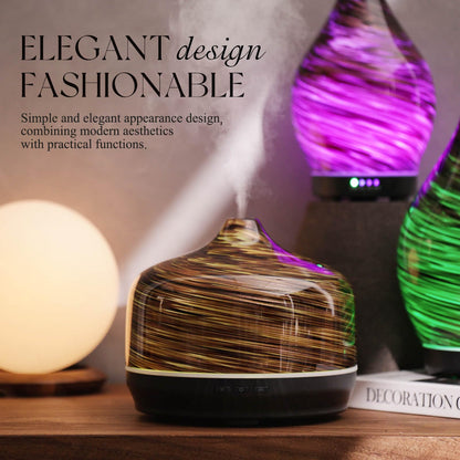 Porseme 500ml Glass Diffuser – Ultrasonic Cool Mist, Auto-Off (Dark Golden)