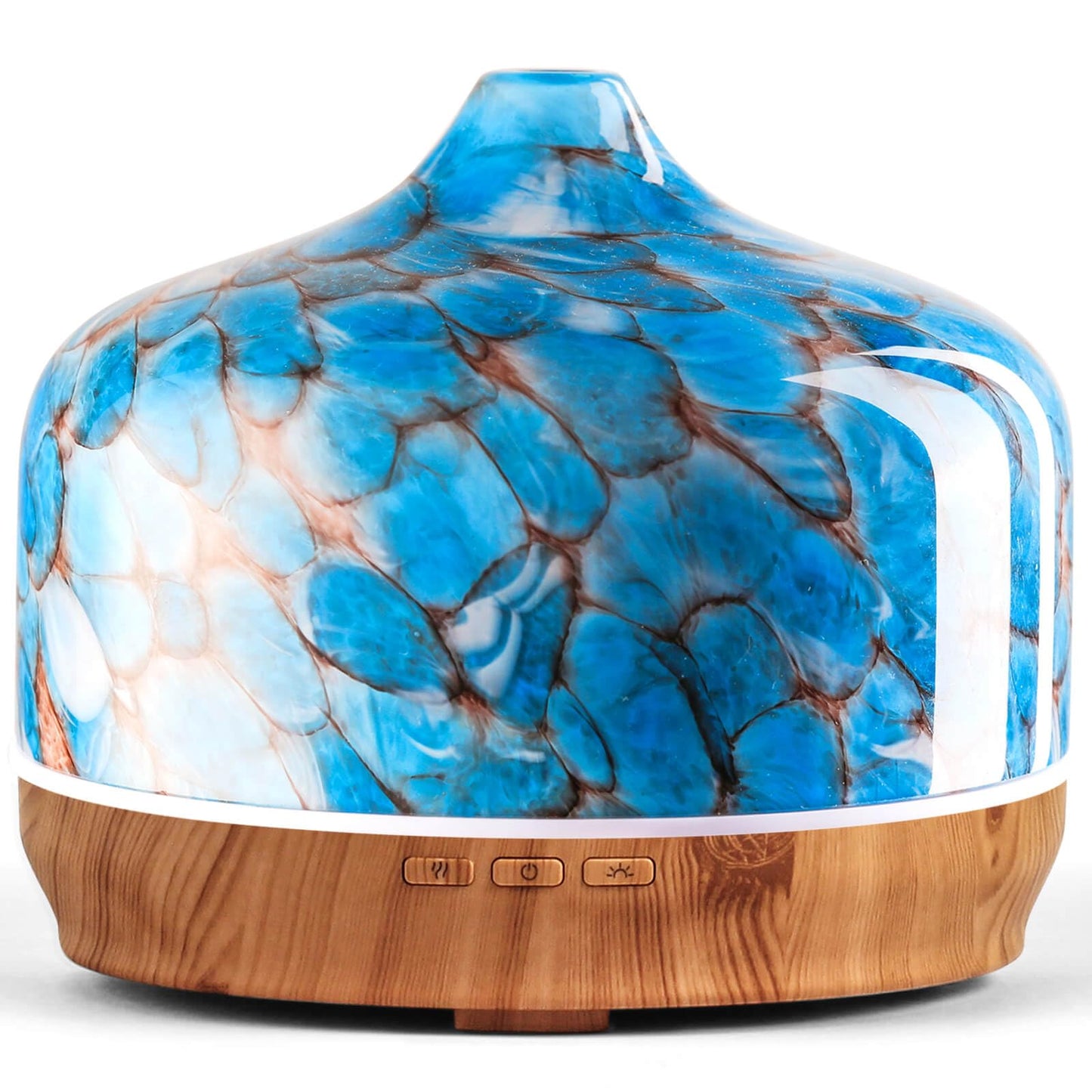 Porseme 500ml Glass Essential Oil Diffuser - Ultrasonic Cool Mist, Waterless Auto-Off, 15-21h Run Time (Light Blue)