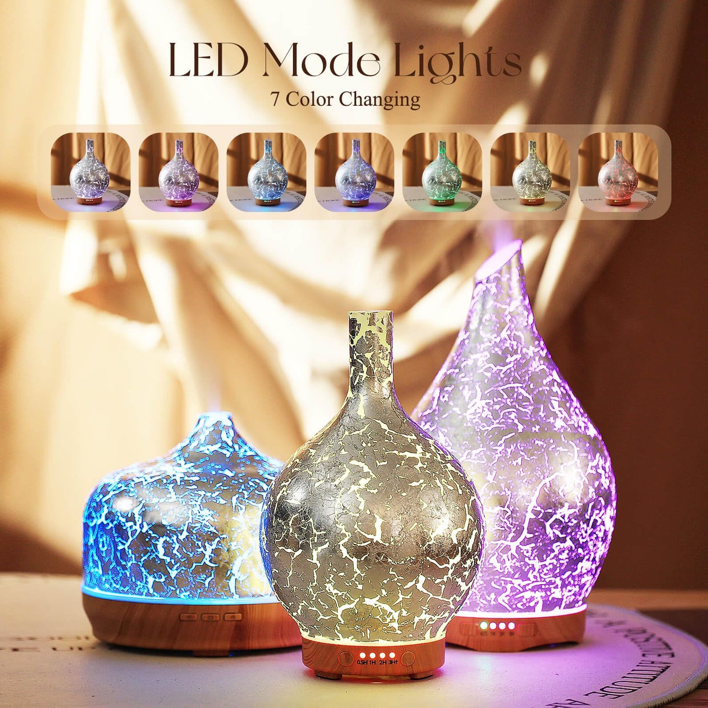 Porseme 150ml Silver Plated Glass Essential Oil Diffuser | Auto Shut-Off, BPA Free