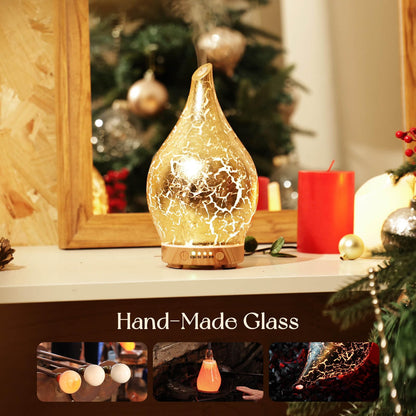 Porseme 150ml Glass Essential Oil Diffuser – Ultrasonic Humidifier with Auto Shut-Off